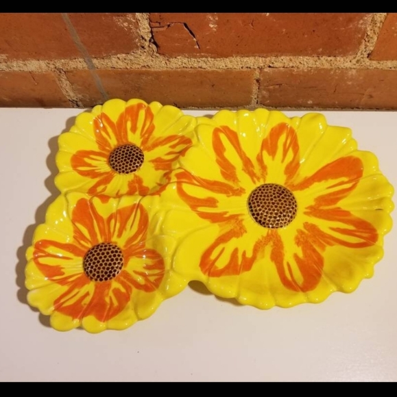 SANTA ANITA WEAR SUNFLOWER PLATTER VTG KITCHEN SERVEWEAR RETRO MCM CALIFORNIA - Picture 2 of 5